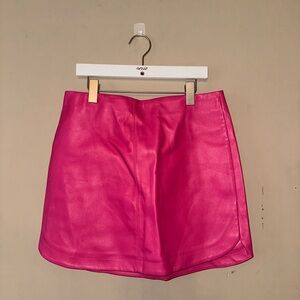 Faux Leather Pink Mini Skirt